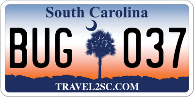 SC license plate BUG037