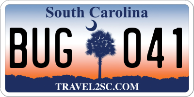 SC license plate BUG041