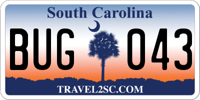 SC license plate BUG043
