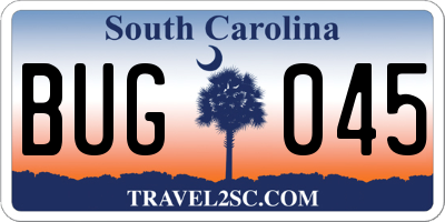 SC license plate BUG045