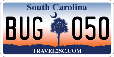 SC license plate BUG050