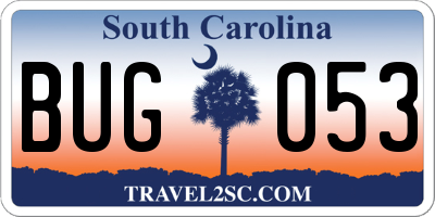 SC license plate BUG053