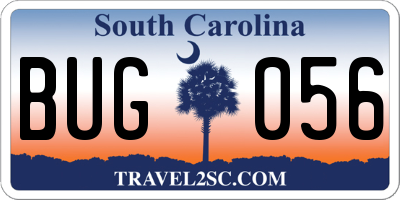 SC license plate BUG056