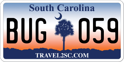 SC license plate BUG059
