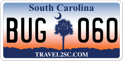 SC license plate BUG060