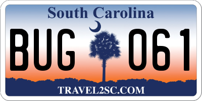 SC license plate BUG061