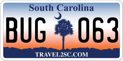 SC license plate BUG063