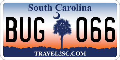 SC license plate BUG066
