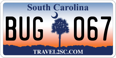 SC license plate BUG067