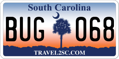SC license plate BUG068