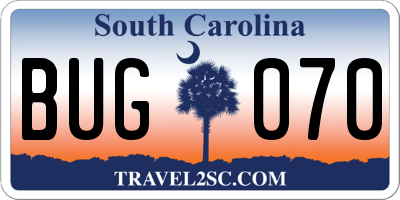 SC license plate BUG070