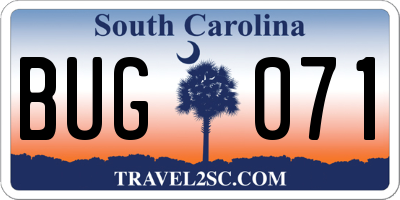 SC license plate BUG071