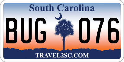 SC license plate BUG076