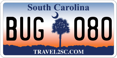 SC license plate BUG080