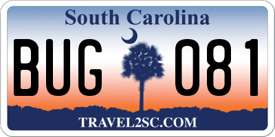 SC license plate BUG081