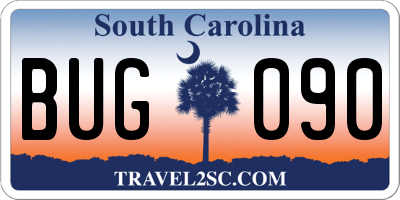 SC license plate BUG090