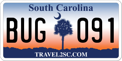 SC license plate BUG091
