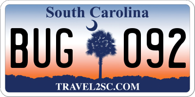 SC license plate BUG092