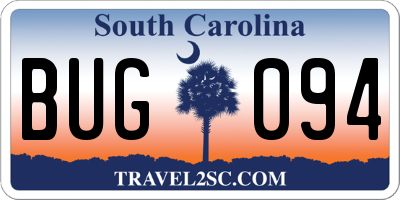 SC license plate BUG094