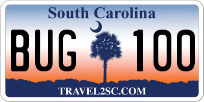 SC license plate BUG100