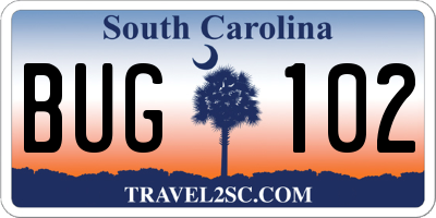 SC license plate BUG102