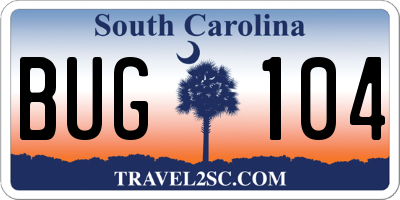 SC license plate BUG104
