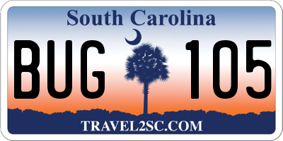 SC license plate BUG105