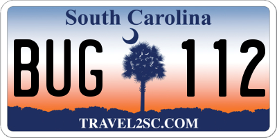 SC license plate BUG112