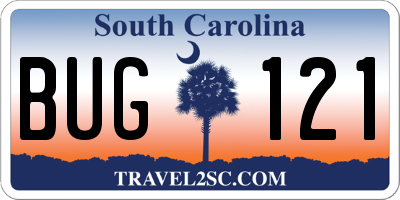 SC license plate BUG121