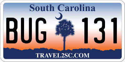 SC license plate BUG131
