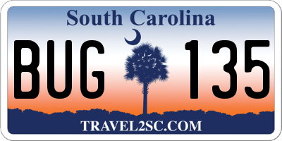 SC license plate BUG135