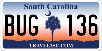 SC license plate BUG136