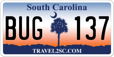 SC license plate BUG137