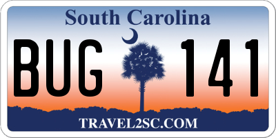 SC license plate BUG141