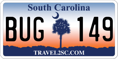 SC license plate BUG149
