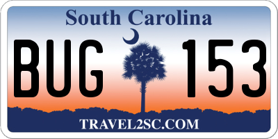 SC license plate BUG153