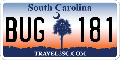 SC license plate BUG181