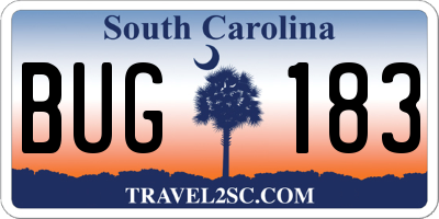 SC license plate BUG183