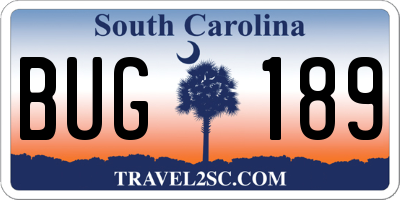 SC license plate BUG189