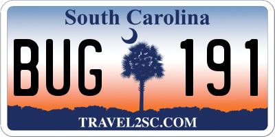 SC license plate BUG191
