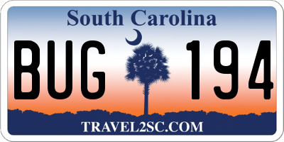 SC license plate BUG194