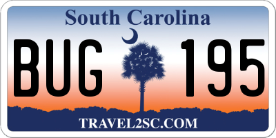 SC license plate BUG195
