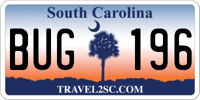 SC license plate BUG196
