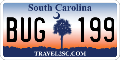 SC license plate BUG199