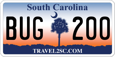 SC license plate BUG200