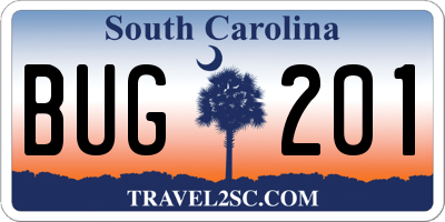 SC license plate BUG201