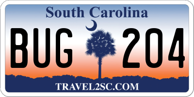 SC license plate BUG204