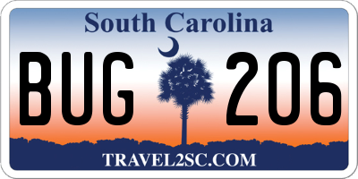 SC license plate BUG206