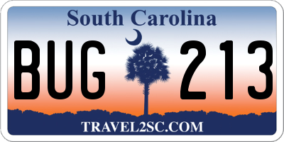 SC license plate BUG213