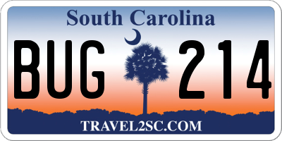 SC license plate BUG214